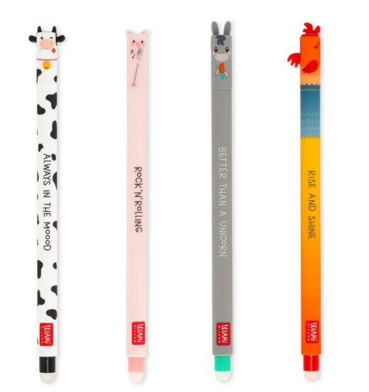 Legami Set mit 4 radierbaren Gelstiften - Farm Sweet Farm