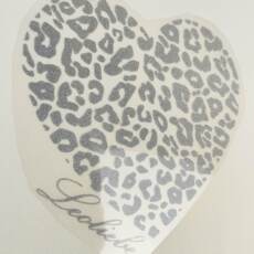 Bügelbild - Leoherz "Leoliebe" - Siser sparkle (ca. 23 x 22cm) - Silber