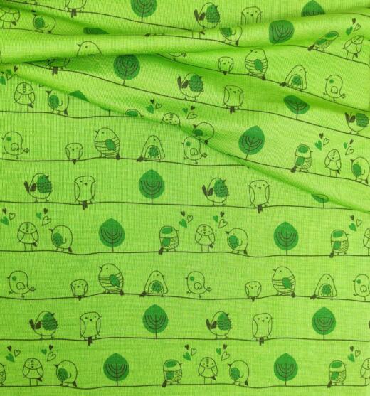 Wolle/Seide Biojersey - Piepmätze jasmingrün