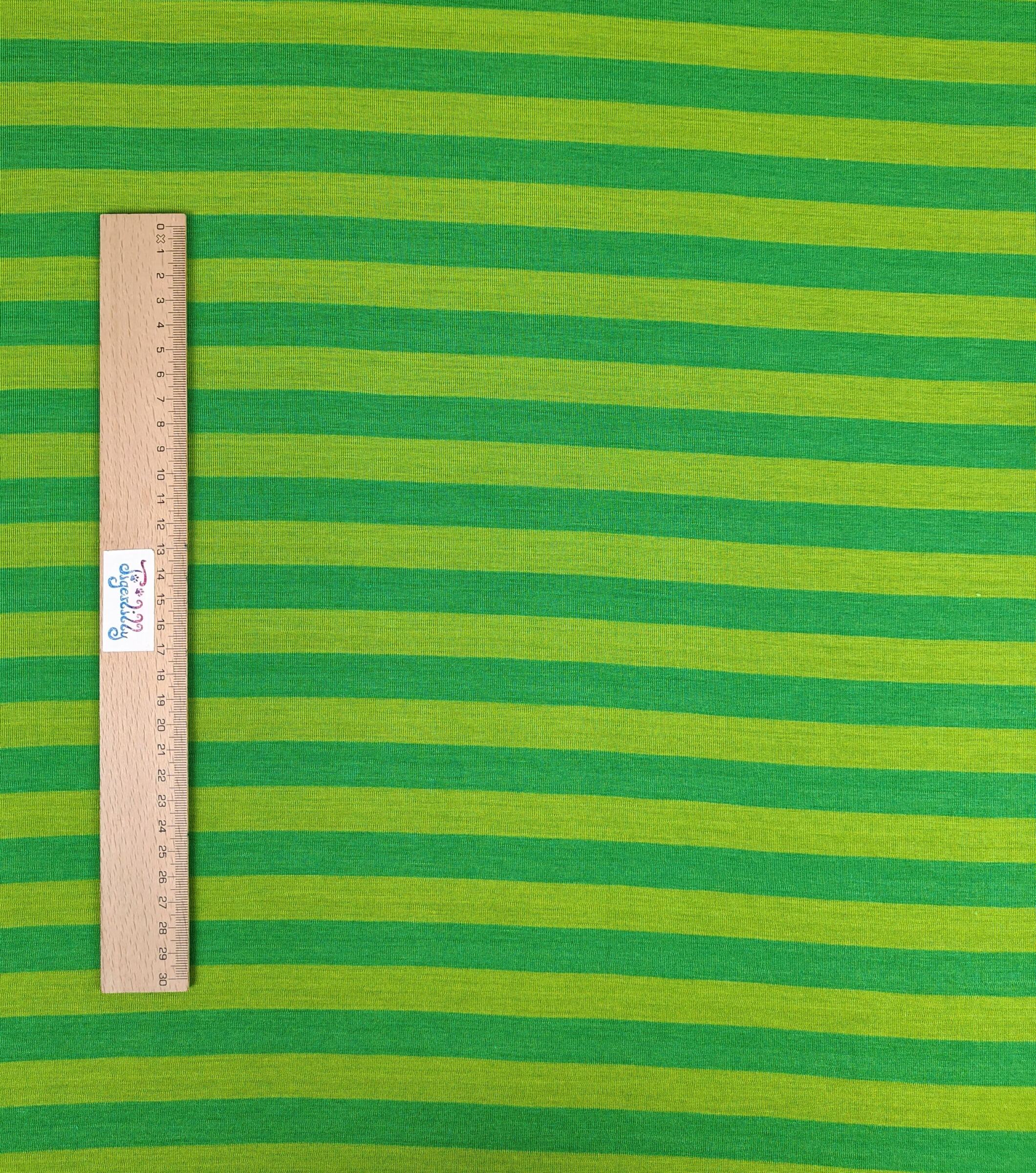 Wolle/Seide Biojersey - Streifen frühlingsgrün/grün – Bild 3