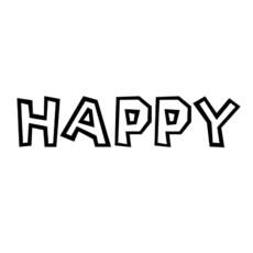 Bügelbild - „HAPPY“ (ca. 19 x 4,5cm) - Folienauswahl