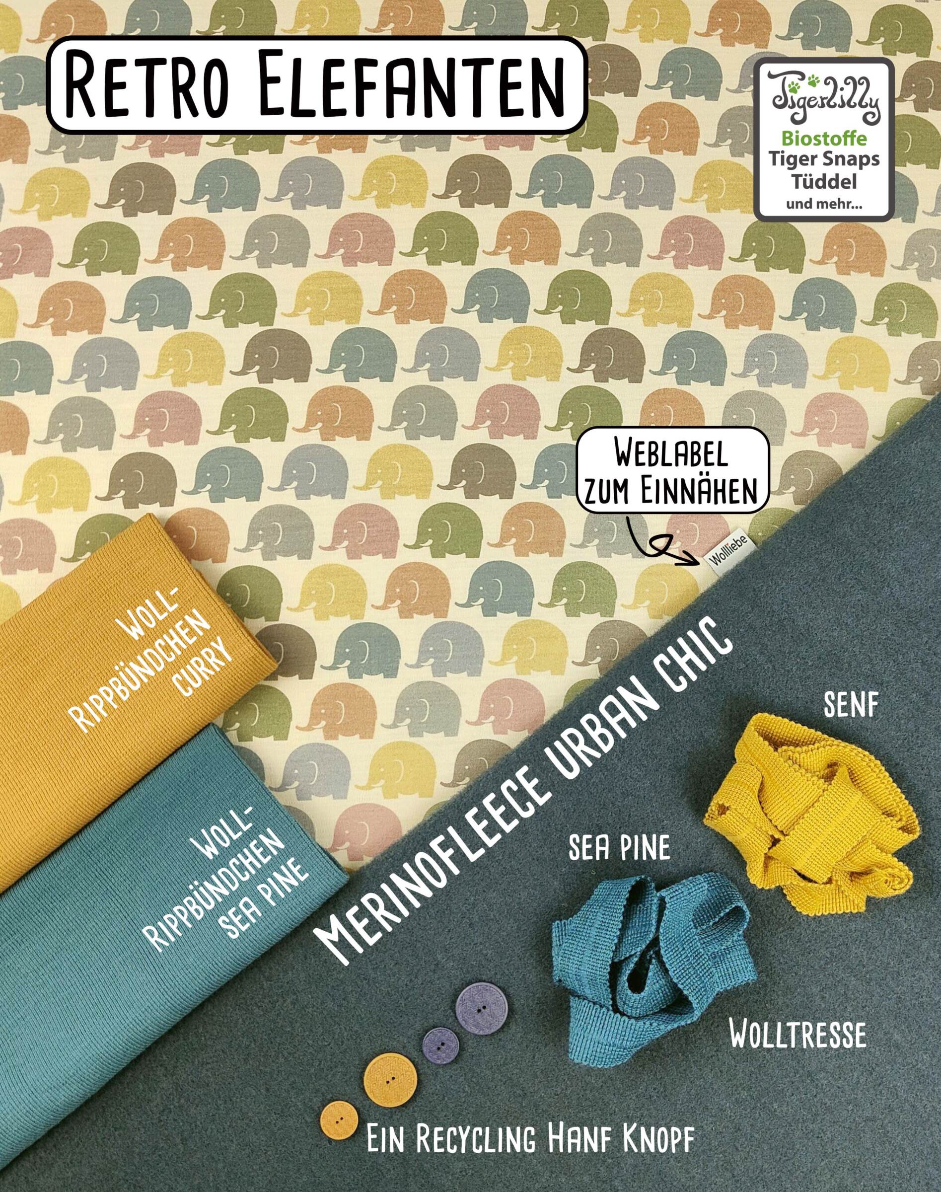 Retro Elefanten und urban chic merinofleece