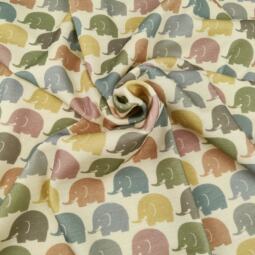 Bio Wolljersey (Interlock) – Retro Elefanten – Bild 2