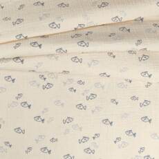 Bio Double Gauze (Musselin) -  Fische
