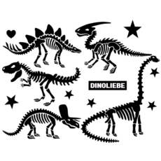 Bügelbild - fünf Dinosaurier Skelette (ca. 35 x 43cm) - Deine passende Farbe