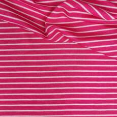 Wolle/Lyocell Biojersey - ungleiche Streifen himbeerpink