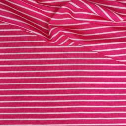 Wolle/Lyocell Biojersey - ungleiche Streifen himbeerpink