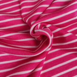 Wolle/Lyocell Biojersey - ungleiche Streifen himbeerpink – Bild 3