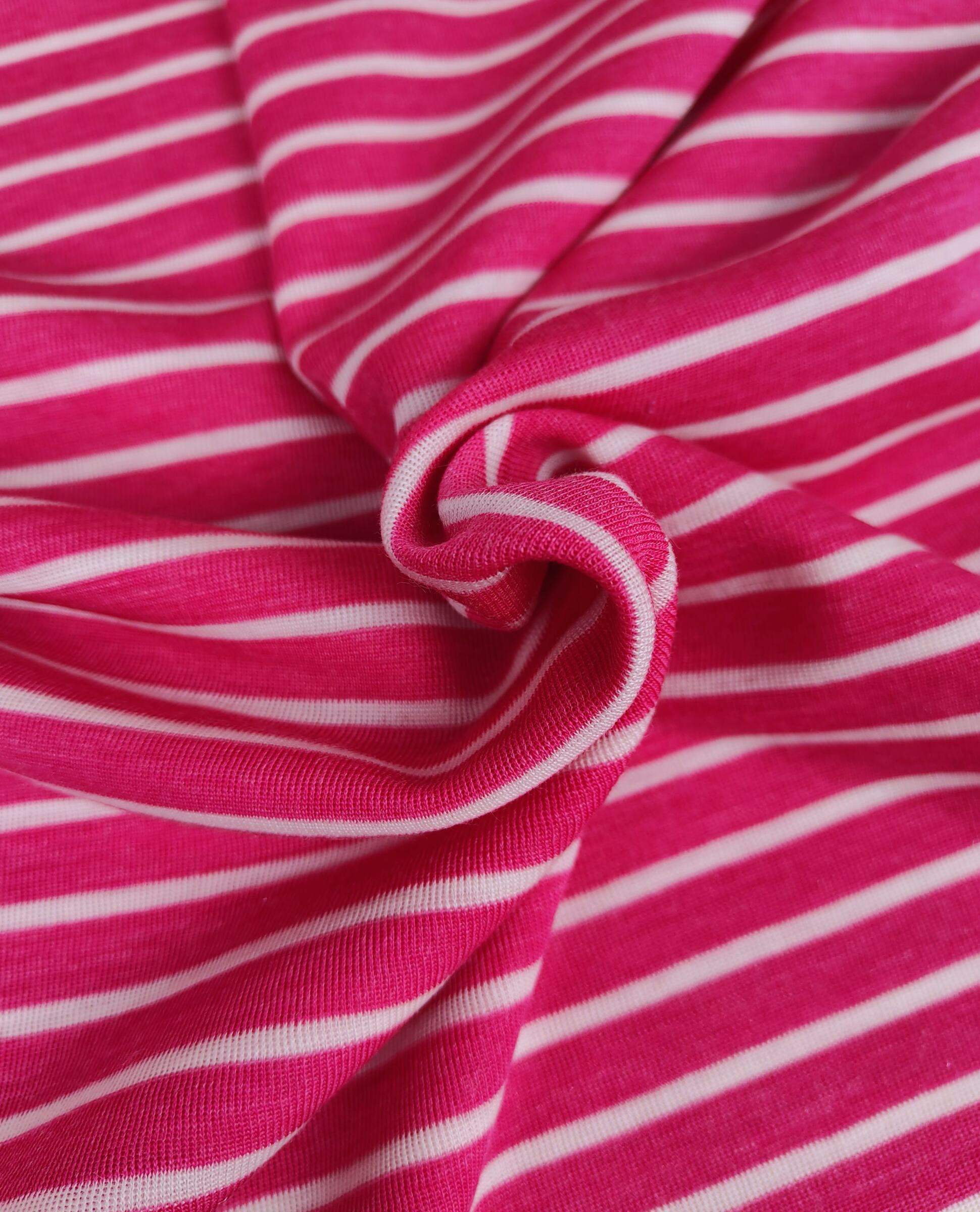 Wolle/Lyocell Biojersey - ungleiche Streifen himbeerpink – Bild 3