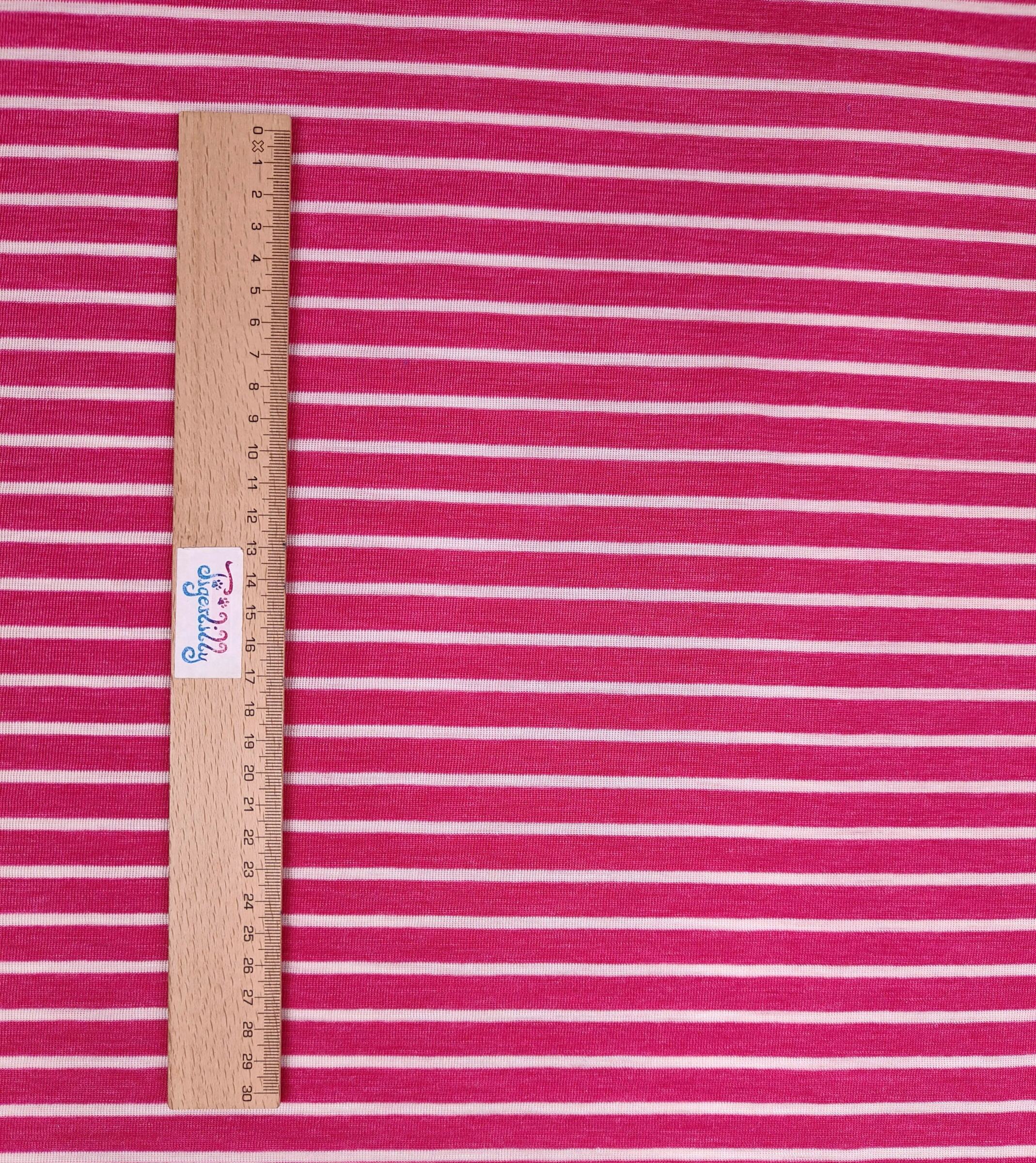 Wolle/Lyocell Biojersey - ungleiche Streifen himbeerpink – Bild 2