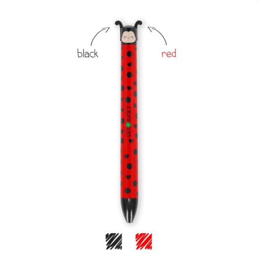 Legami - Zweifarbiger Kugelschreiber Click&Clack - Ladybug (Marienkäfer)