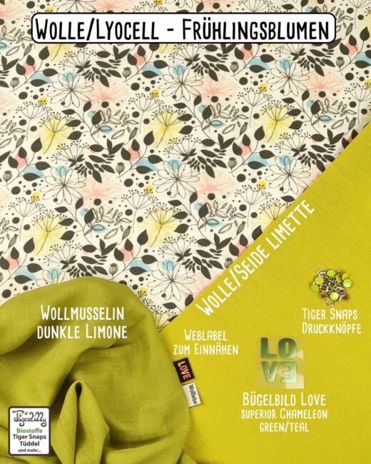 Wolle/Lyocell Biojersey (Interlock) - Frühlingsblumen