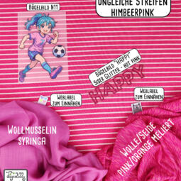 Wolle/Lyocell Biojersey - ungleiche Streifen himbeerpink – Bild 4
