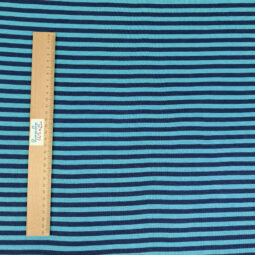 Wolle/Seide Biojersey - Ringel türkis/marine – Bild 2