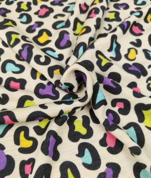 40cm Reststück: Wolle/Lyocell Biojersey - Leoliebe bunt