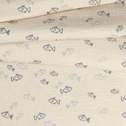 Bio Double Gauze (Musselin) -  Fische