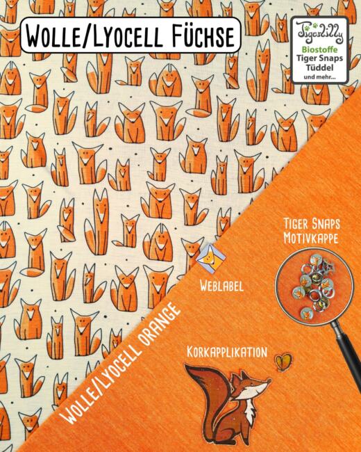 Wolle/Lyocell Biojersey - Füchse