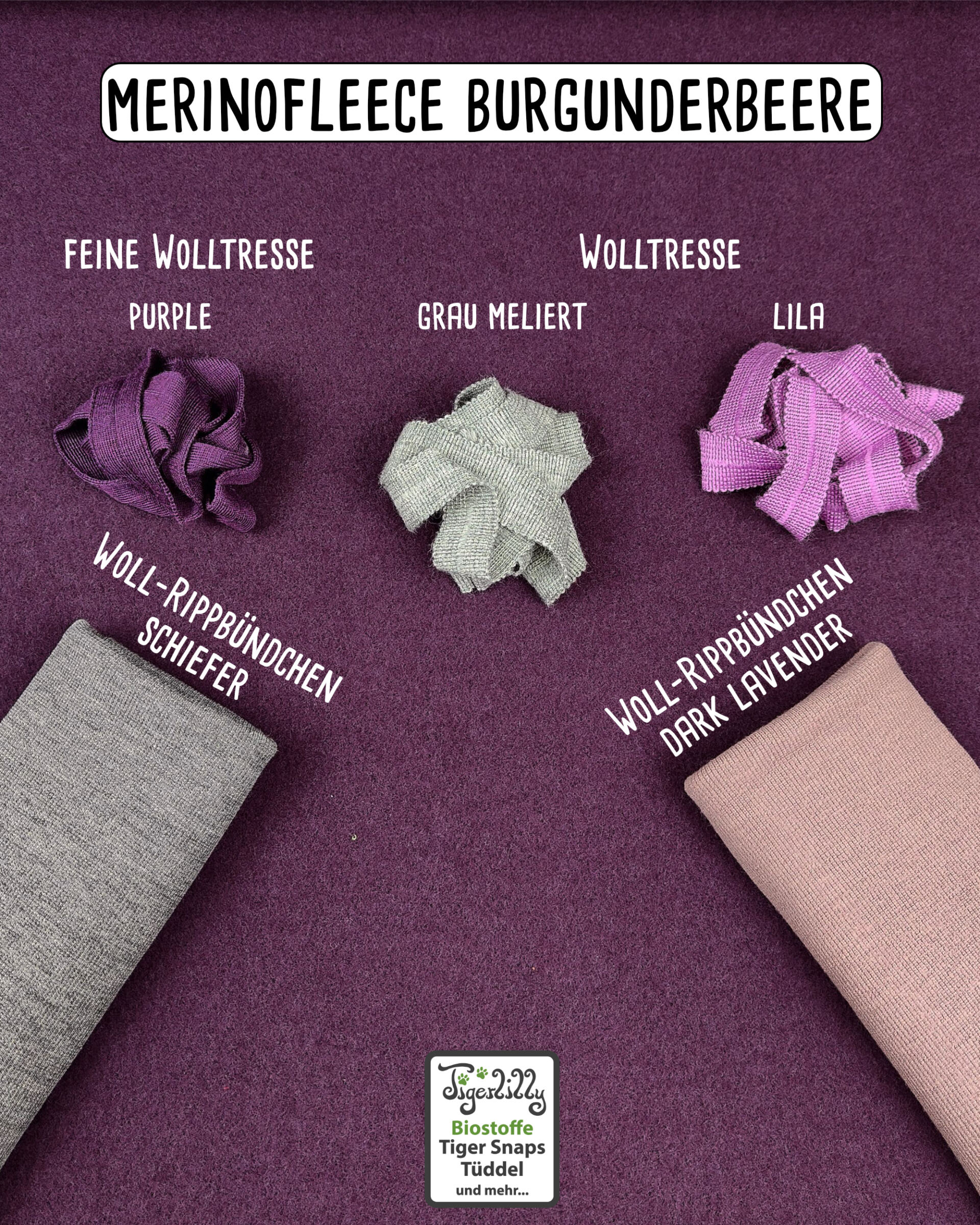 Merinofleece Burgunderbeere und Bündchen