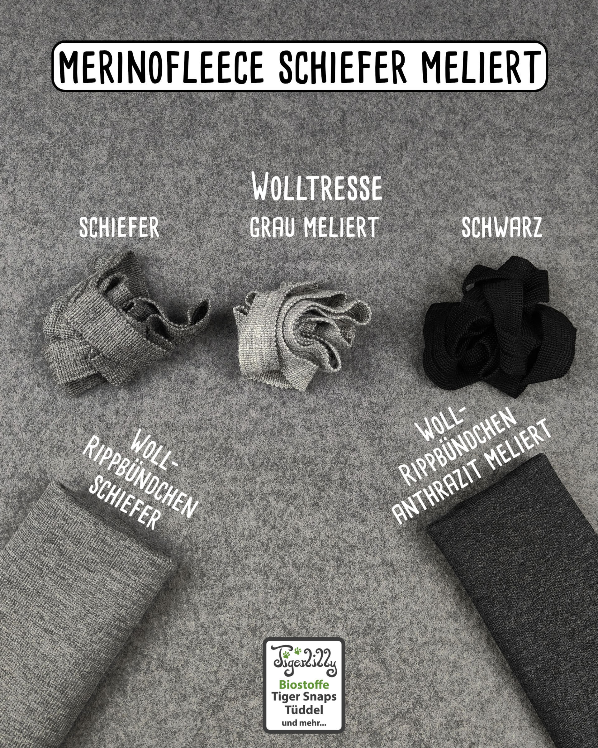 Merinofleece schiefer meliert und Bündchen