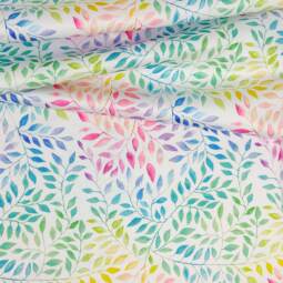 PUL Stoff bedruckt - Tigerlilly EP - Rainbow Leaves