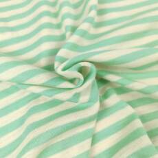 Wolle/Seide Biojersey - Ringel mint/naturweiß