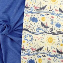 Wolle/Seide Biojersey - blau – Bild 2
