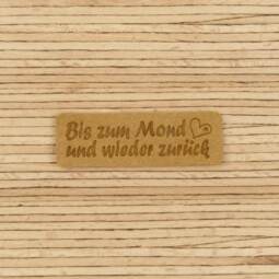 Ein Label zum Aufnähen –  "Bis zum Mond und wieder zurück" - camel