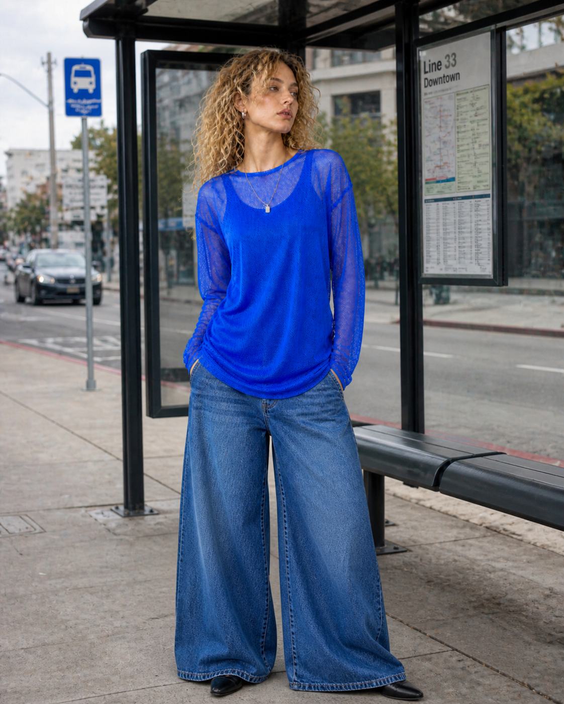 Meshfutter Longsleeve blau