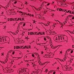 Wolle/Lyocell Biojersey - Dinosaurier himbeerpink