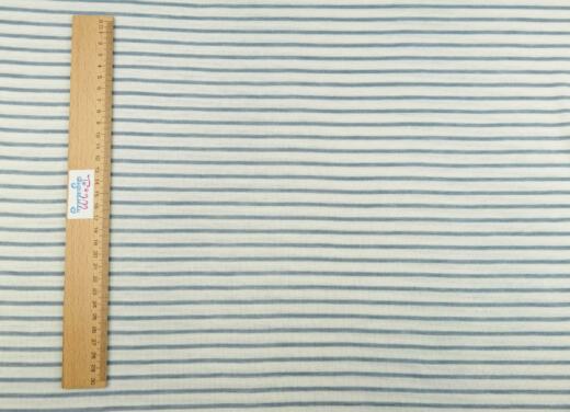 Wolle/Lyocell Biojersey - ungleiche Streifen naturweiß/rauchblau