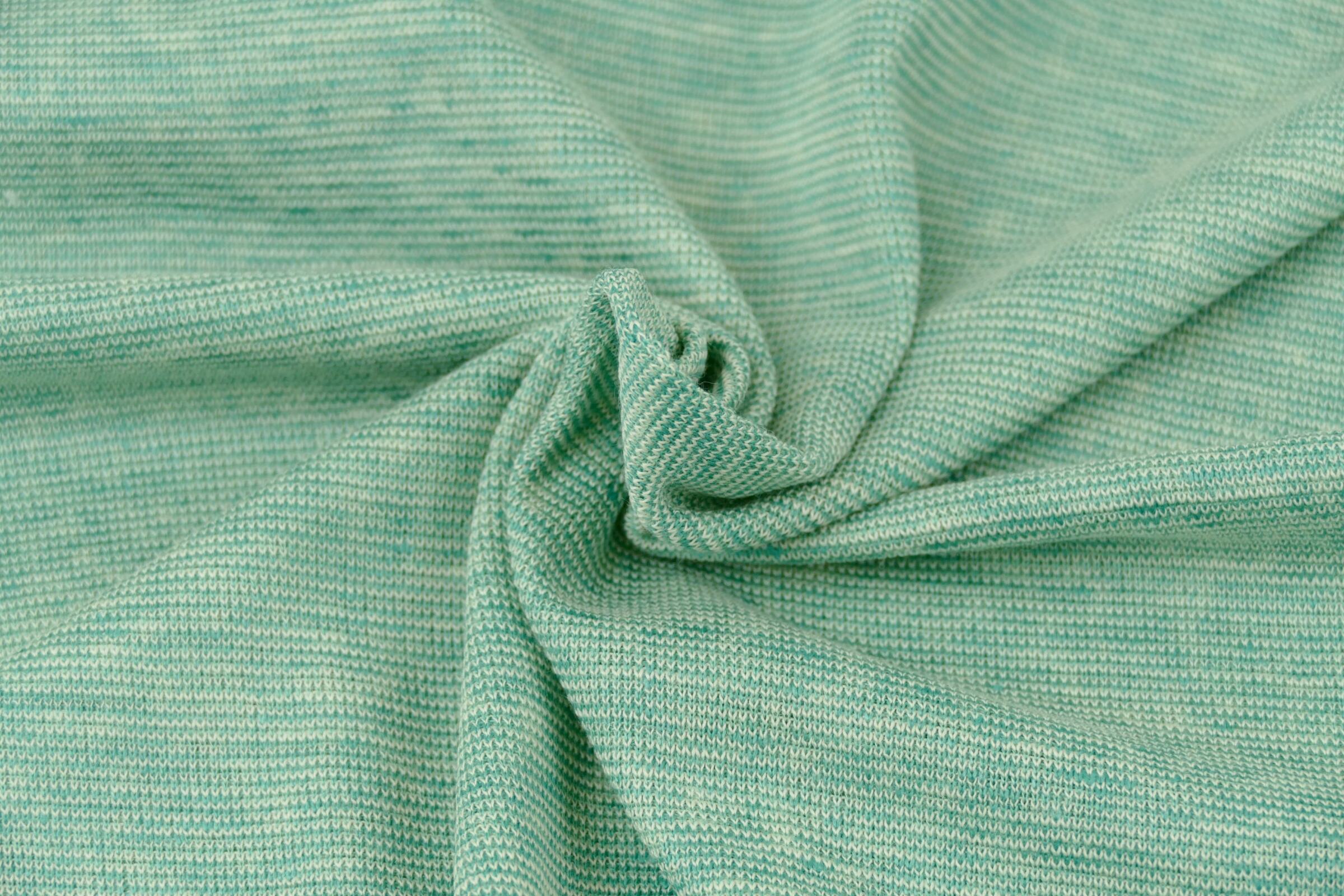 85cm Reststück: Miniminiminiringel dusty mint/naturweiß – Bild 1