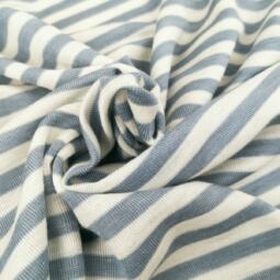 Wolle/Lyocell Biojersey - Ringel rauchblau