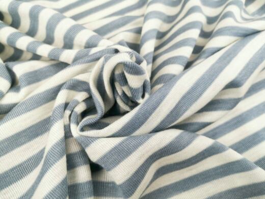 Wolle/Lyocell Biojersey - Ringel rauchblau