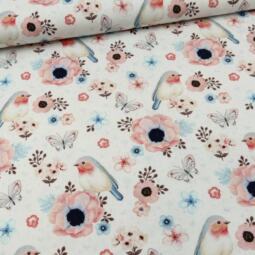 Biojersey - Tigerlilly - flowers & birds white