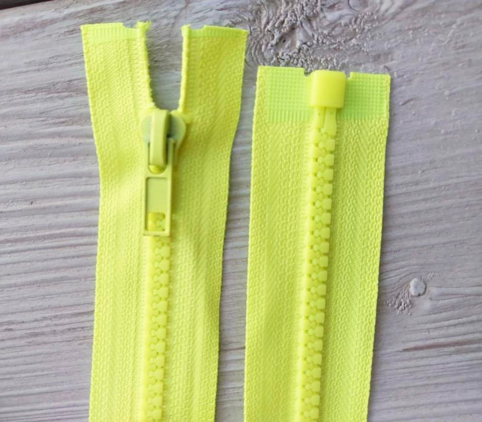 Jacken Reißverschluss teilbar 100cm - neongelb (Abverkauf) – Bild 1