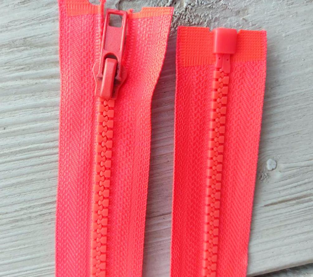 Jacken Reißverschluss teilbar 80cm - neonkoralle (Abverkauf) – Bild 1