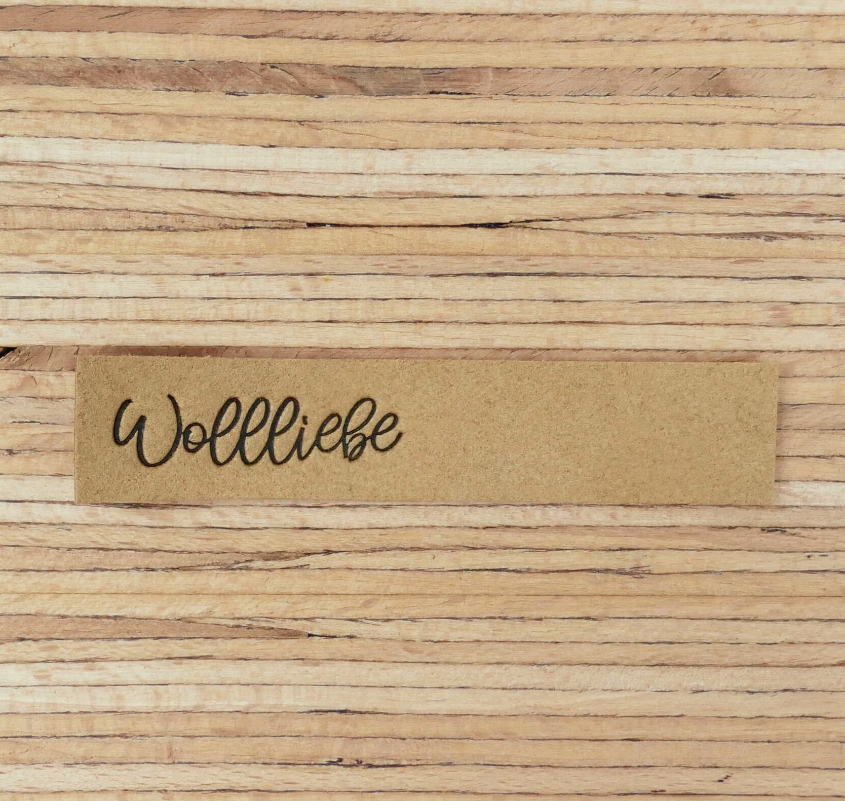 Ein Label zum Aufnähen - "Wollliebe" - taupe – Bild 1
