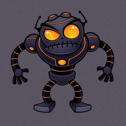 DTF Bügelbild - Angry Robot (ca. 19 x 18,5cm)