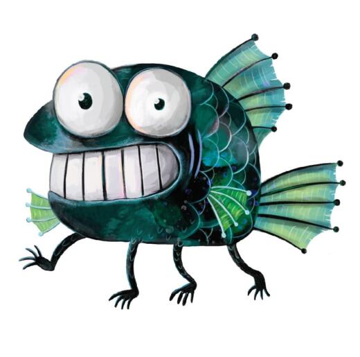 DTF Bügelbild H21- Monsterfisch (ca. 16 x 14cm)