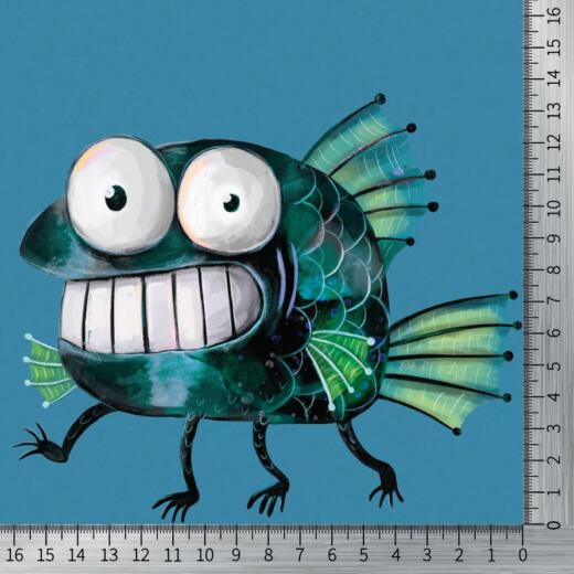 DTF Bügelbild - Monsterfisch (ca. 16 x 14cm)