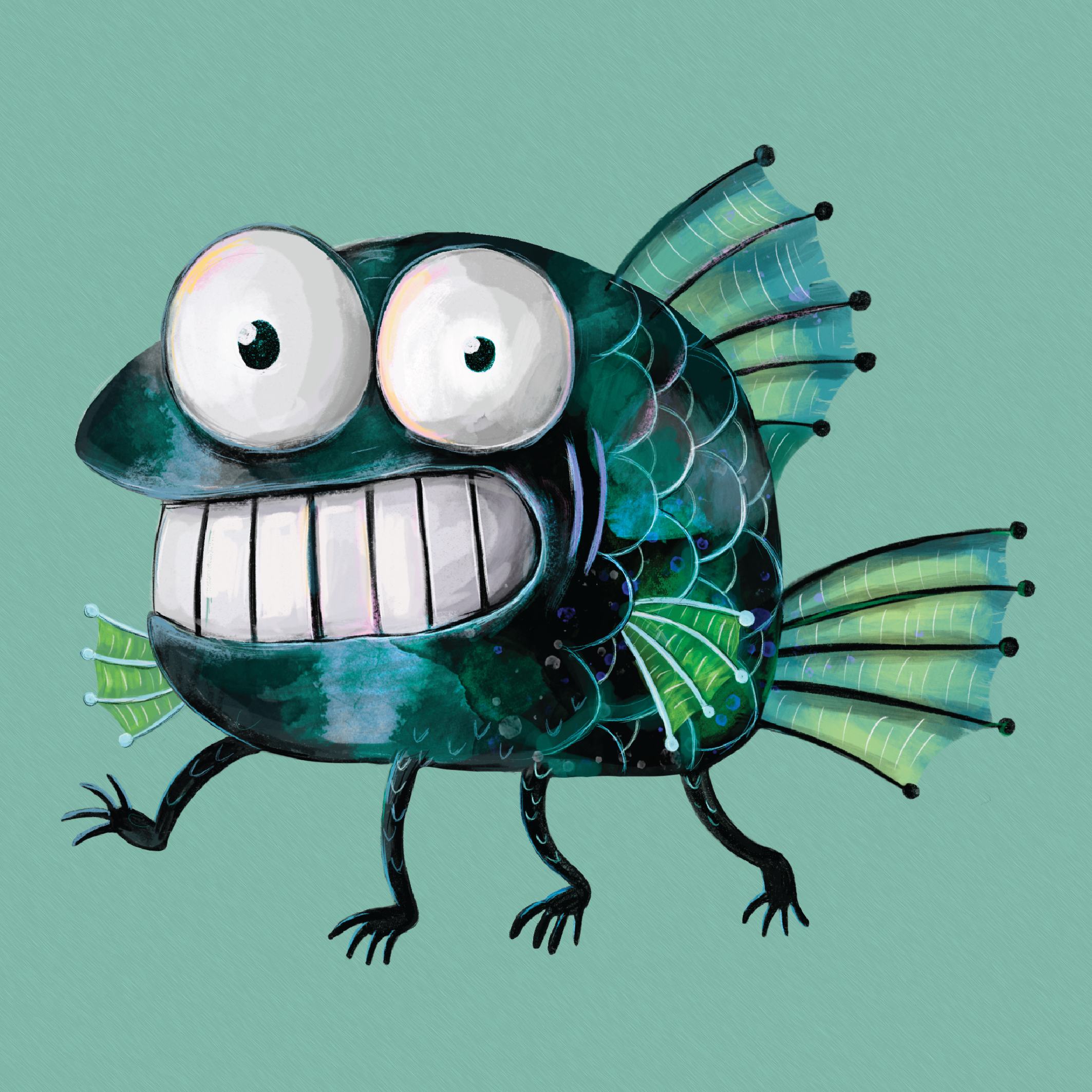 DTF Bügelbild - Monsterfisch (ca. 16 x 14cm) – Bild 1