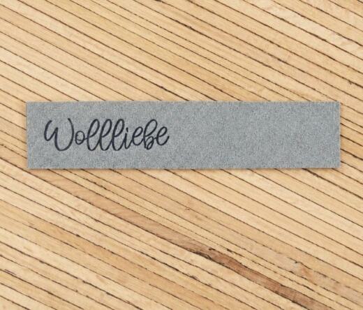 Ein Label zum Aufnähen - "Wollliebe" grau